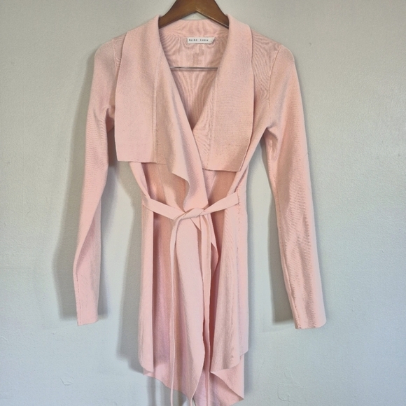 slide show Sweaters - Slide Show Soft Pink Self Tie Sweater Wide Lapel Size 10